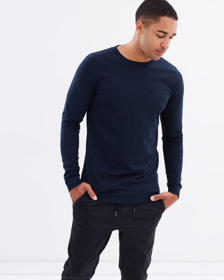 Trends Tower Solid Men Round Neck Dark Blue T-Shirt