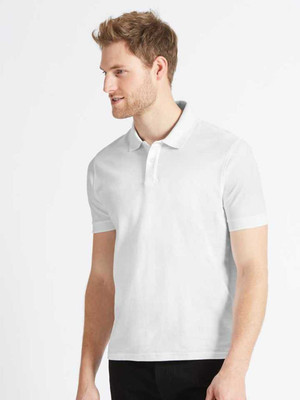T.N.X Solid Men Polo Neck White T-Shirt