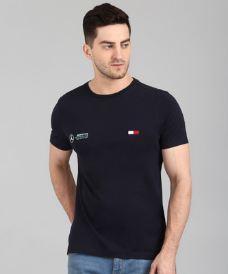 TOMMY HILFIGER Solid Men Round Neck Blue T-Shirt