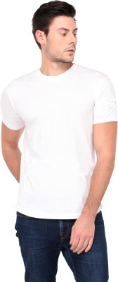 Trends Tower Solid Men Round Neck White T-Shirt