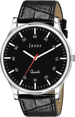 Jaxer Black Dial Black Leather Strap Analog Watch  - For Men