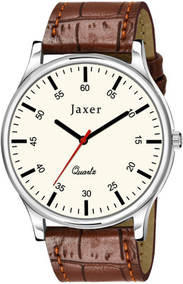 Jaxer JXRM2148 Beige Color Dial and Brown Leather Strap Analog Watch  - For Men