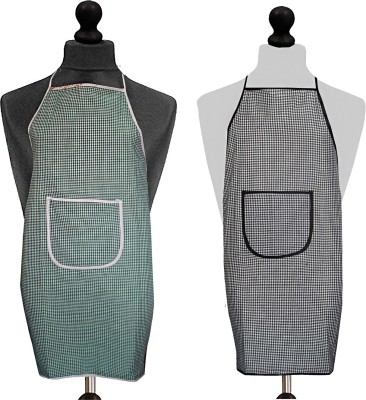Kanushi Industries Cotton Home Use Apron - Free Size(Green, Black, Pack of 2)