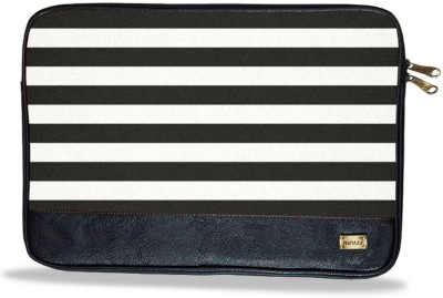 mAUj Black & White Stripe Canvas Leather 13 Inch Laptop Sleeve Laptop Sleeve/Cover(Multicolor, 13 inch)