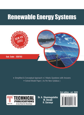 Renewable Energy Systems for BE Anna University R17 CBCS (VII-EEE - EE8703)(Paperback, Dr. A. Shunmugalatha, M. Devaki, R. Saranya)