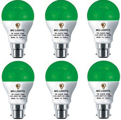 mg lights 7 W Basic Arbitrary B22 LED Bulb(Green, Pack of 6)