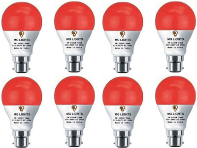 mg lights 7 W Basic Arbitrary B22 LED Bulb(Red, Pack of 8)