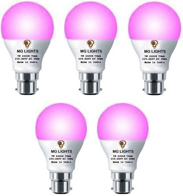 mg lights 7 W Basic Arbitrary B22 LED Bulb(Pink, Pack of 5)