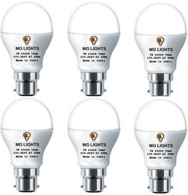 mg lights 7 W Basic Arbitrary B22 LED Bulb(White, Pack of 6)