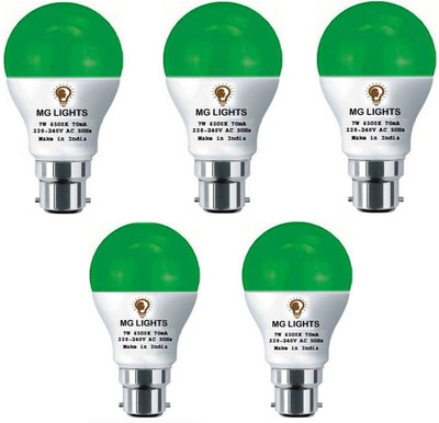 mg lights 7 W Basic Arbitrary B22 LED Bulb(Green, Pack of 5)
