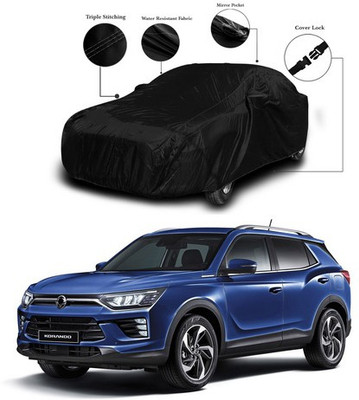 ANTHUB Car Cover For SsangYong Universal For Car (With Mirror Pockets)(Black)