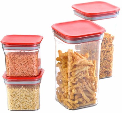 Elegant shopping Plastic, Silicone Grocery Container  - 1100 ml, 600 ml(Pack of 4, Red)