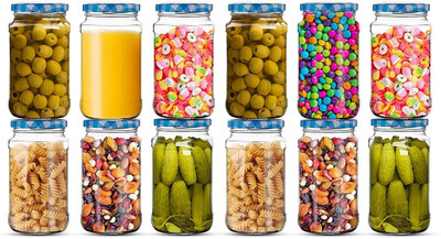 DEEP ENTERPRISE Glass Tea Coffee & Sugar Container  - 400 ml(Pack of 12, Clear)