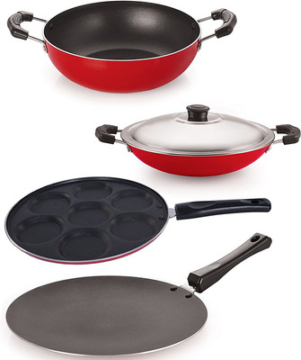 NIRLON CT12_KD14_AC_UP7________ Non-Stick Coated Cookware Set(PTFE (Non-stick), Aluminium, 4 - Piece)