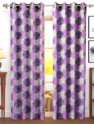 Flipkart SmartBuy 270 cm (9 ft) Long Door Polyester Semi Transparent Curtain (Pack Of 2)(Purple, Floral)