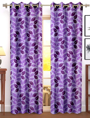 Flipkart SmartBuy 210 cm (7 ft) Polyester Semi Transparent Door Curtain (Pack Of 2)(Printed, Purple)