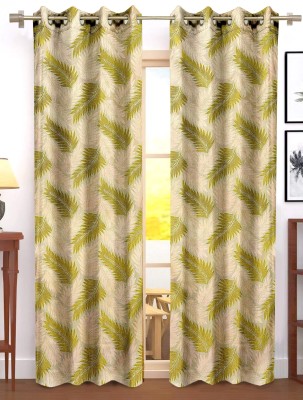 Cortina 210 cm (7 ft) Polyester Semi Transparent Door Curtain (Pack Of 2)(Floral, Green)