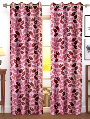 Flipkart SmartBuy 270 cm (9 ft) Long Door Polyester Semi Transparent Curtain (Pack Of 2)(Maroon, Printed)