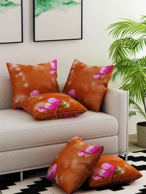Glaze Floral Cushions Cover(Pack of 5, 40 cm*40 cm, Pink)