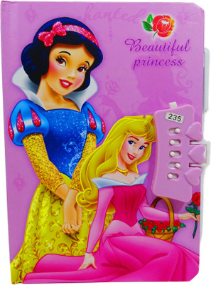 poksi pink princess A5 Diary Ruled 200 Pages(pink princess lock diary)
