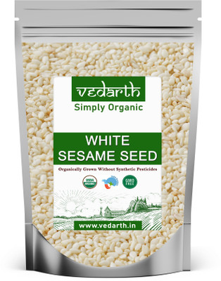 Vedarth Organic White Sesame Seeds / White till for Protein , Fiber , Vitamin and essential Nutritions (Raw Seeds) White Til(400 g)