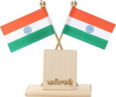 Voyo Satymev Jayte Double Sided Wind Car Dashboard Flag(Rayon)