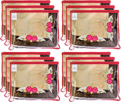 KUBER INDUSTRIES Designer Non Woven 12 Pieces Single Packing Saree Cover Set (Red)-KUBMART2820 KUBMART02820(Red)