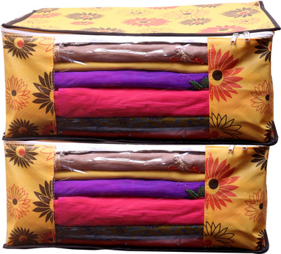 Ankit International AI_YF_02 Yellow Flower Saree cover Front Transparent Pack of 2 AI_YF_02(Yellow)