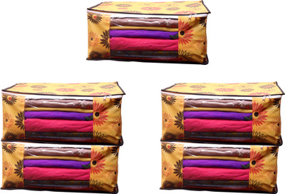 Ankit International AI_YF_05 Yellow Flower Saree cover Front Transparent Pack of 5 AI_YF_05(Yellow)