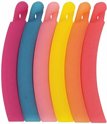 BIRDWARE Big-Size Multi Color Imported Rubber Acrylic Material Stone Banana Hair Clips For Women (Pack of 6 Pc, Multi Colour) | Hair Clutchers Hair Clip(Multicolor)