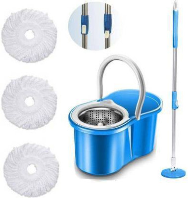GTE Easy Magic Floor Mop 360° Bucket Sheep Steel with 3 Micro Fiber Refills Mop Set(Blue)