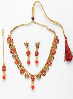 Styylo Jewels Alloy Gold-plated Red Jewellery Set(Pack of 1)