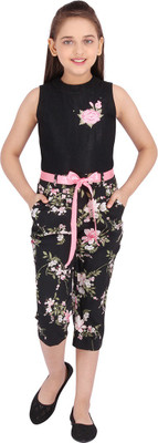 Cutecumber Floral Print Girls Jumpsuit