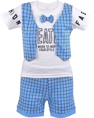 Wishkaro Baby Boys & Baby Girls Casual T-shirt Shorts(Blue)