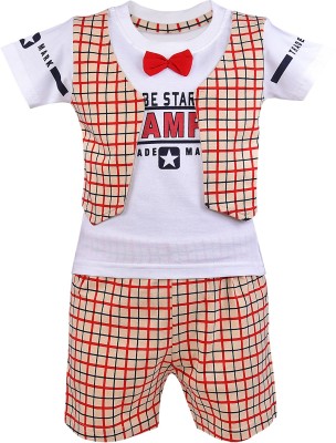 Wishkaro Baby Boys & Baby Girls Casual T-shirt Shorts(Red)