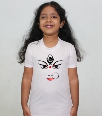 Product GuruJi Girls Printed Polyester T Shirt(White, Pack of 1)