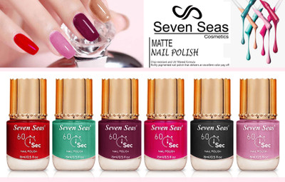 Seven Seas New velvet 60-sec matte Finish Perfect Nail Polish Combo set 6 combo02(Pack of 6)