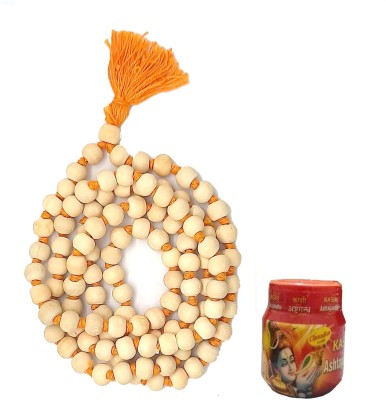 Spherulemuster Tulsi Mala (108+1) Beads with Chandan Tika Beads Wood Necklace