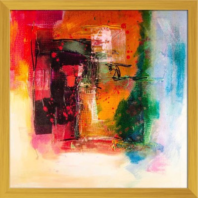 Artzfolio Modern Abstract Painting Fine Art Print D1 Canvas Painting Golden Synthetic Frame 20inch x 20inch (50.8cms x 50.8cms) Digital Reprint 20 inch x 20 inch Painting(With Frame)