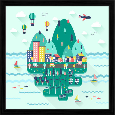 Artzfolio Digital Reprint 16.5 inch x 16.5 inch Painting(With Frame)