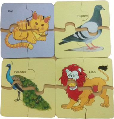 Ashmi Animals And Birds Puzzle With 4 Piece Wooden Jigsaw 8 Different Puzzles Fun with Learning games for kids(32 Pieces)