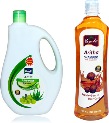 KESUDA smooth and silky Aloevera Amla Shampoo And Aritha Shampoo combo can and Bottol (1L+500ml)(1.5 L)
