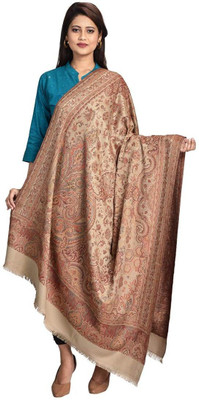 Royal-E-Kashmir Cashmere, Wool Self Design Men, Women Shawl(Beige)