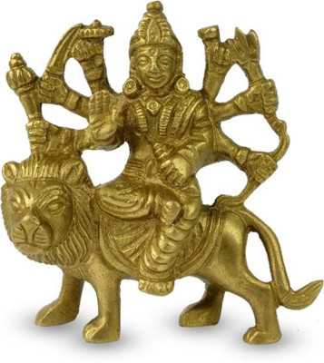 NAVYAKSH Brass Statue Sherawali Mata Murti Durga Maa Murti Indian God Statue Durga Maa St Decorative Showpiece  -  8 cm(Brass, Gold)