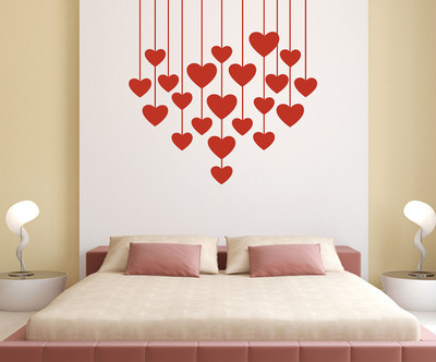 Wollzo 70 cm Hearts Removable Sticker(Pack of 1)