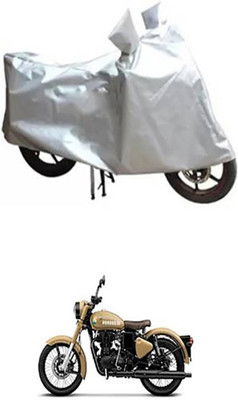 Auto Track Two Wheeler Cover for Royal Enfield(Classic 350, Silver)