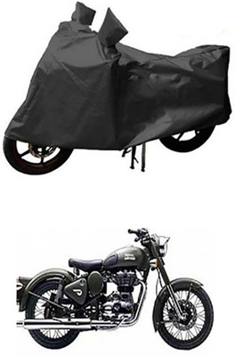 Auto Track Two Wheeler Cover for Royal Enfield(Battle Green, Grey)