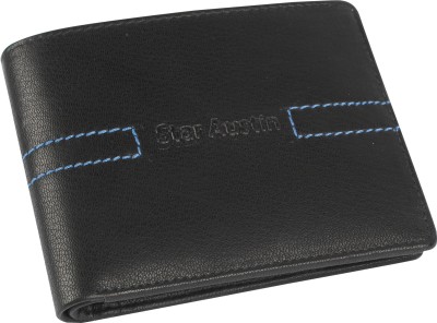 Star Austin Men Black Genuine Leather Wallet(8 Card Slots)