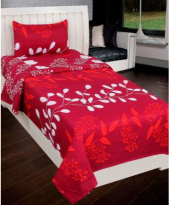 KHWAISH KOLLECTION 144 TC Microfiber Single 3D Printed Flat Bedsheet(Pack of 1, Red)