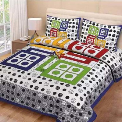 MAMORE 140 TC Cotton Double Jaipuri Prints Flat Bedsheet(Pack of 1, Multicolor)